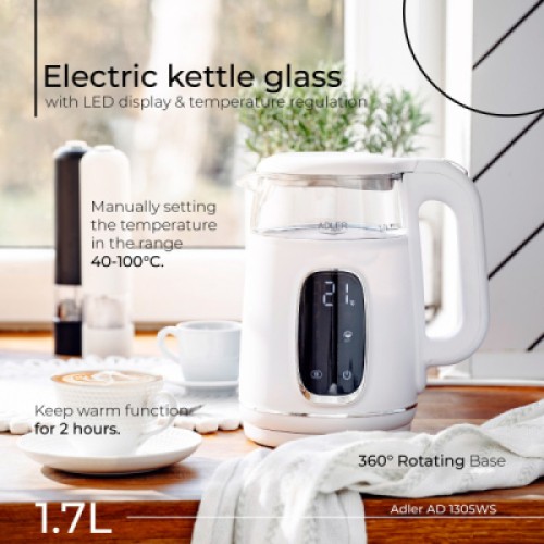 Электрочайник Adler AD 1305 white silver Электрочайник Adler AD 1305 white silver