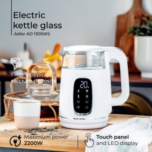 Электрочайник Adler AD 1305 white silver Электрочайник Adler AD 1305 white silver