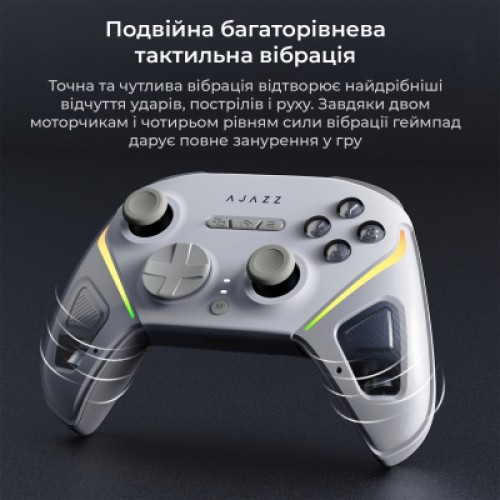 Геймпад Ajazz GP100 2.4G/BT/USB Switch/PC/iOS/Android RGB White (GP100-W)