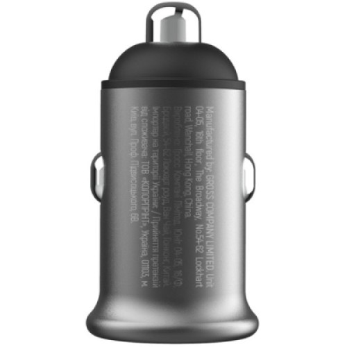 Зарядное устройство ColorWay USB-C PD30W + USB QC3.0 car adapter (CW-CHA065PD-GR)