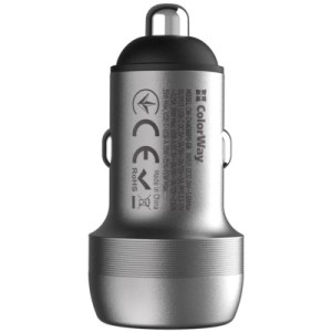 Зарядний пристрій ColorWay USB-C PD35W + USB QC3.0 car adapter (CW-CHA066PD-GR)