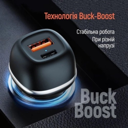 Зарядное устройство ColorWay USB-C PD45W + USB QC3.0 car adapter (CW-CHA067PD-BK)