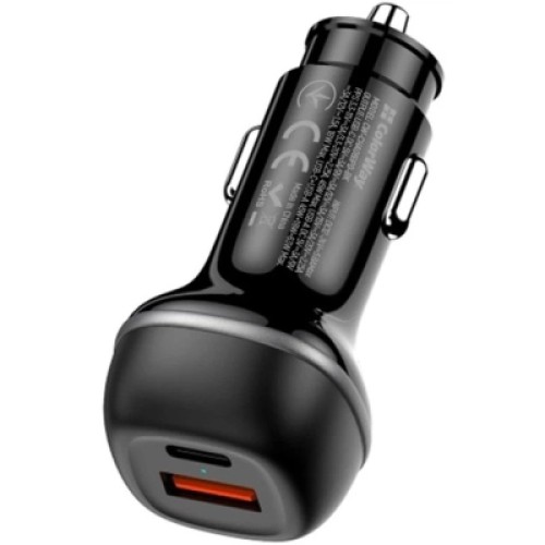 Зарядное устройство ColorWay USB-C PD65W + USB QC3.0 car adapter (CW-CHA068PD-BK)