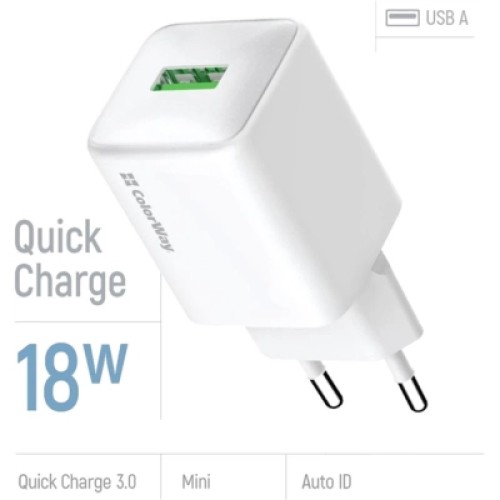 Зарядное устройство ColorWay USB QC3.0 18W white (CW-CHS063Q-WT)
