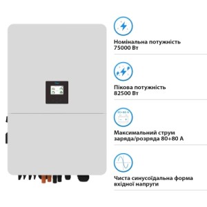 Солнечный инвертор Deye SUN-75K-SG02HP3-EU-EM6i, 75кВт (SUN-75K-SG02HP3-EU-EM6)