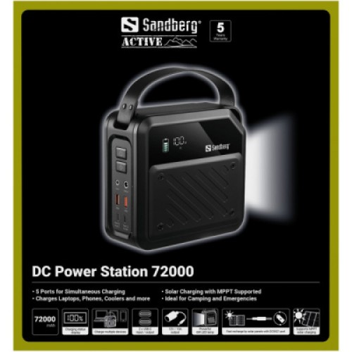 Батарея универсальная Sandberg 72000mAh max 268W, DC9,612,6V/10A, PD/100W(In/Out), LiMnFePO (421-22)