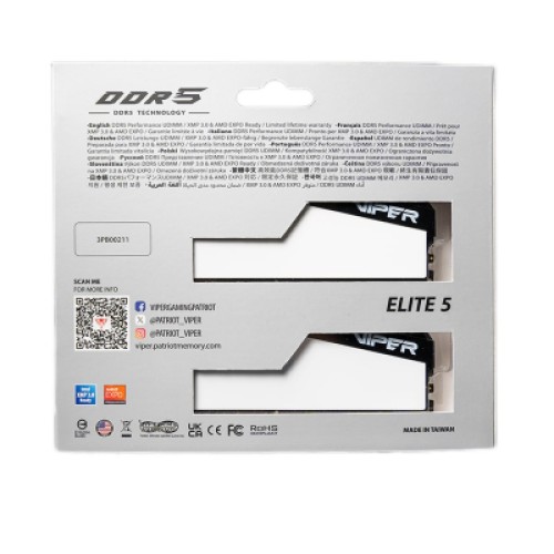 Модуль памяти для компьютера DDR5 32GB (2x16GB) 6400 MHz Viper Elite 5 Patriot (VEB532G6432KW)