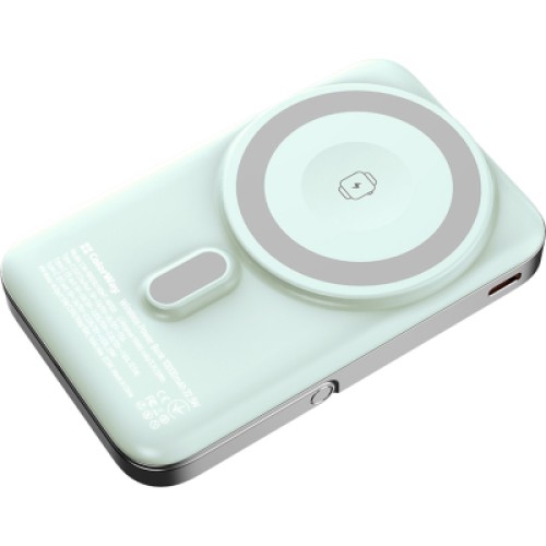 Батарея универсальная ColorWay 10 000 mAh PD/22.5W, 15W MagSafe & Watch Wireless Aquamarine (CW-PB100LPA2MT-WPDD)