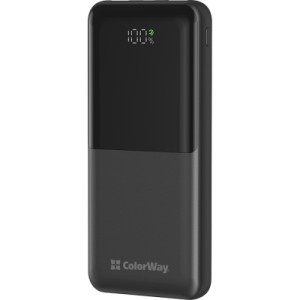 Батарея універсальна ColorWay 10 000 mAh PD/22.5W, QC/3.0, LCD, Black (CW-PB100LPB3BK-PDD)