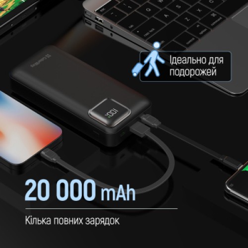 Батарея универсальная ColorWay 20 000 mAh Optimal Power PD/22.5W, QC/3.0, Black (CW-PB200LPB5BK-PDD)