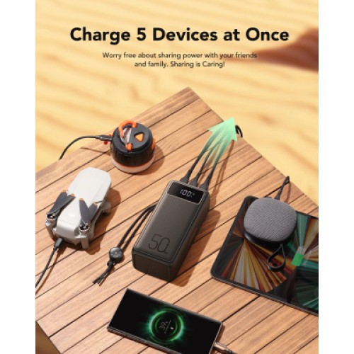 Батарея универсальная VEGER 56000mAh W5001C Tank 100W, PD, QC, Black (6970453555454)