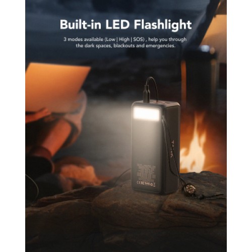 Батарея универсальная VEGER 56000mAh W5001C Tank 100W, PD, QC, Black (6970453555454)