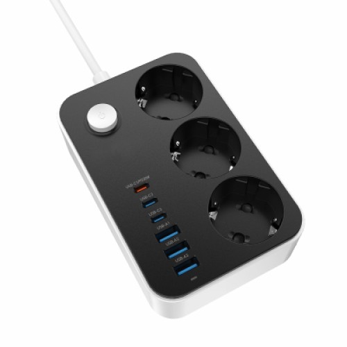 Сетевой фильтр питания ColorWay CW-CHE36PDB, 3 розетки/ 3USB + 3TYPE-C 2M (CW-CHE36PDB)