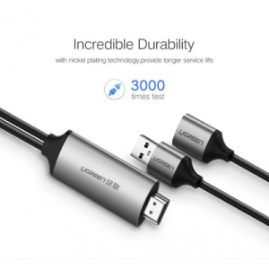 Кабель мультимедийный USB to HDMI 1.5m gray Ugreen (50291)