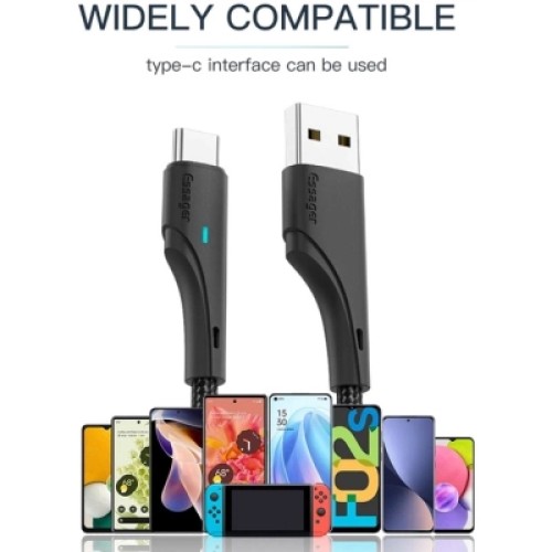 Дата кабель USB 2.0 AM to USB-C 1.0m 3A black Essager (EXCT-LS01) Дата кабель USB 2.0 AM to USB-C 1.0m 3A black Essager (EXCT-LS01)