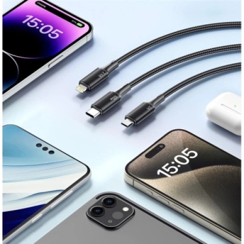 Дата кабель USB 2.0 AM to Lightning + Micro 5P + USB-C 1.2m 100W Essager (EXCMTL-JJ01-P) Дата кабель USB 2.0 AM to Lightning + Micro 5P + USB-C 1.2m 100W Essager (EXCMTL-JJ01-P)