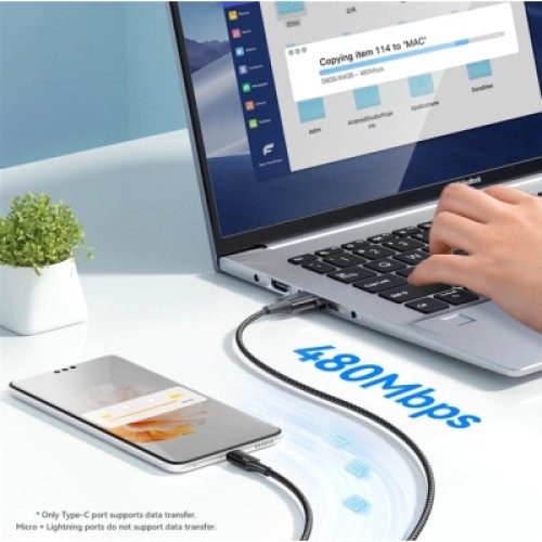 Дата кабель USB 2.0 AM to Lightning + Micro 5P + USB-C 1.2m 100W Essager (EXCMTL-JJ01-P) Дата кабель USB 2.0 AM to Lightning + Micro 5P + USB-C 1.2m 100W Essager (EXCMTL-JJ01-P)