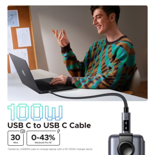 Дата кабель USB-C to USB-C 1.0m PD 100W L509 black Ugreen (35501)