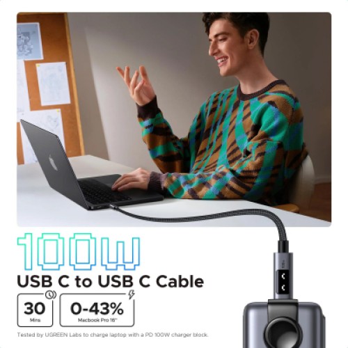 Дата кабель USB-C to USB-C 2.0m PD 100W L509 black Ugreen (35512)