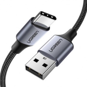 Дата кабель USB 2.0 AM to USB-C 0.25m 3A aluminum braid nickel plating black Ugreen (60124)