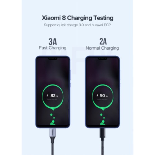 Дата кабель USB 2.0 AM to USB-C 0.25m 3A aluminum braid nickel plating black Ugreen (60124) Дата кабель USB 2.0 AM to USB-C 0.25m 3A aluminum braid nickel plating black Ugreen (60124)