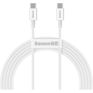 Дата кабель USB-C to USB-C 2.0m 100W white Baseus (CATYS-C02)