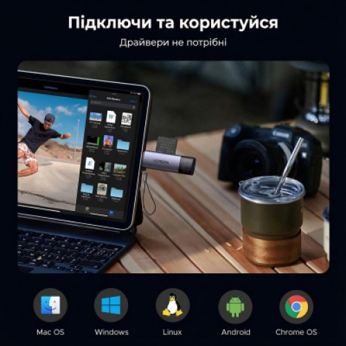 Считыватель флеш-карт Ugreen USB-C + USB to TF/SD 3.0 CM185 gray (50706) Считыватель флеш-карт Ugreen USB-C + USB to TF/SD 3.0 CM185 gray (50706)
