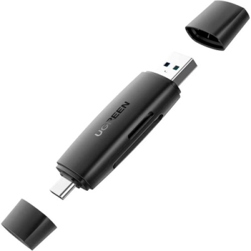 Считыватель флеш-карт Ugreen USB-C + USB to TF/SD 3.0 CM304 black (80191)
