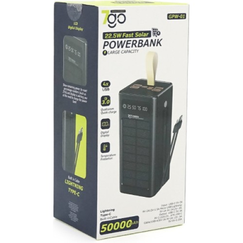 Батарея универсальная 7GO 50000mAh PD/22.5 Solar Black (GPW-01 / 45006) Батарея универсальная 7GO 50000mAh PD/22.5 Solar Black (GPW-01 / 45006)