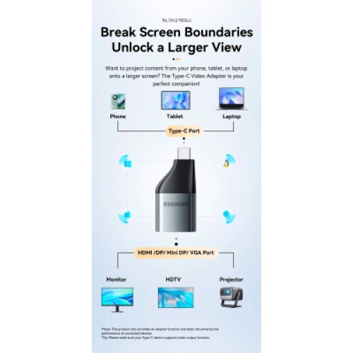 Переходник HDMI F to USB-C M 4K60Hz Essager (EZJHD60-MJ0G-P)