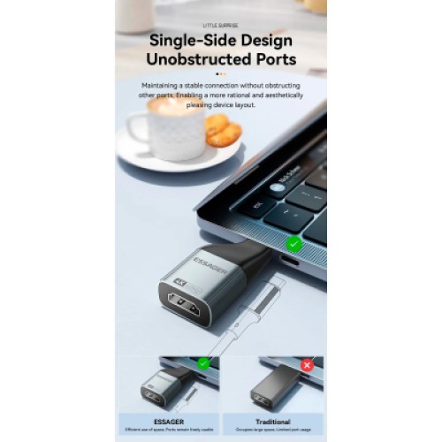 Переходник HDMI F to USB-C M 4K60Hz Essager (EZJHD60-MJ0G-P)