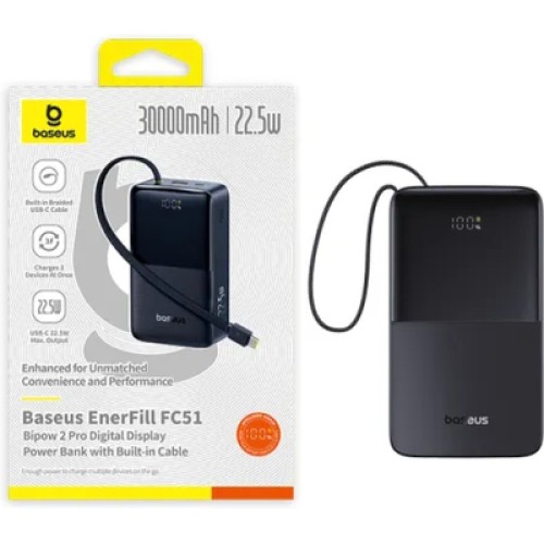 Батарея универсальная Baseus EnerFill FC51 Bipow2 Pro 30000mAh 22,5W build cab.USB-C black (E0028100)