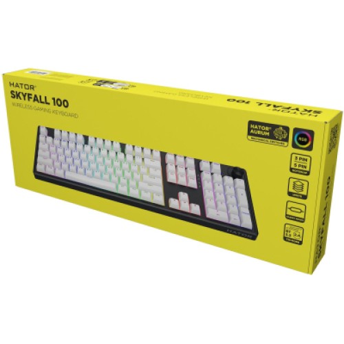 Клавиатура Hator Skyfall 100 Aurum Lemon RGB Wireless/Bluetooth/USB UA Black/White (HTK3100UA)