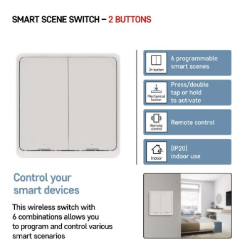 Умный выключатель EMOS H5012 2 buttons ZigBee 3.0 (H5012) Умный выключатель EMOS H5012 2 buttons ZigBee 3.0 (H5012)
