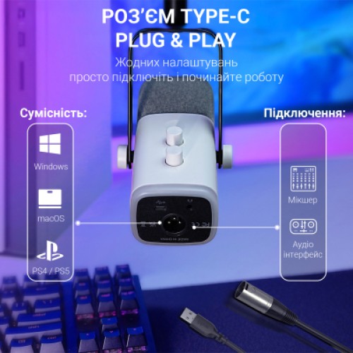 Микрофон Fifine AM8TW USB/XLR White (AM8TW)