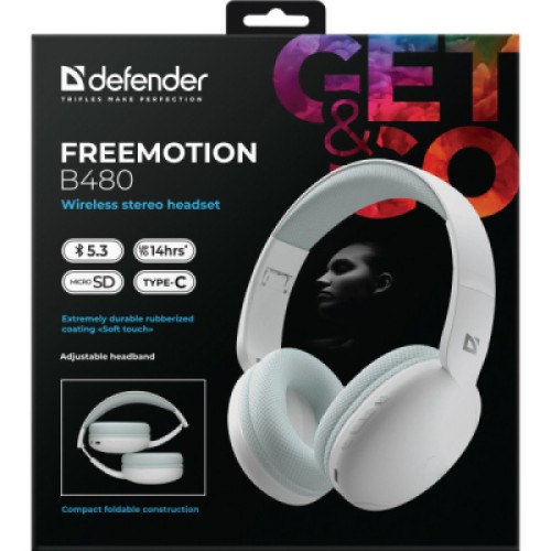 Наушники Defender FreeMotion B480 Bluetooth White (63481)