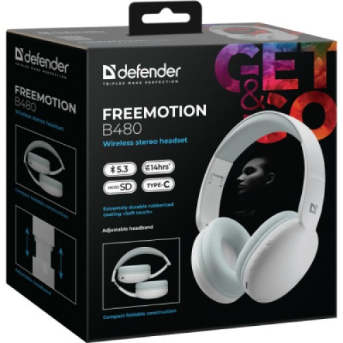 Наушники Defender FreeMotion B480 Bluetooth White (63481)