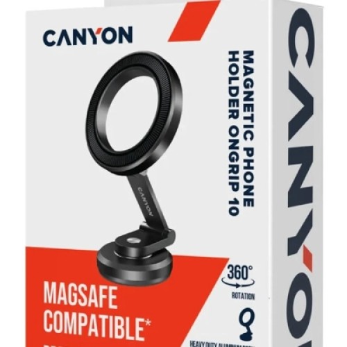 Универсальный автодержатель Canyon Magnetic phone holder OnGrip 10 aluminum Black (CNS-CCHM10)