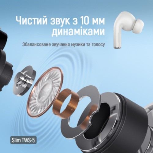 Наушники ColorWay Slim TWS-5 Earbuds White (CW-TWS5WT)