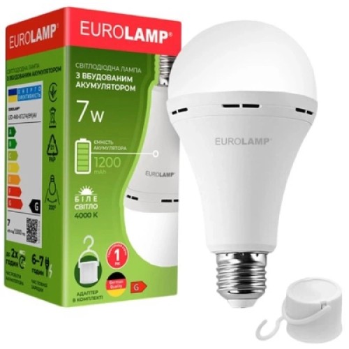 Лампочка Eurolamp A60 7W 4000K 1200mAh (LED-A60-07274(EM)AV) Лампочка Eurolamp A60 7W 4000K 1200mAh (LED-A60-07274(EM)AV)