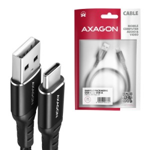 Дата кабель USB 2.0 AM to USB-C 1.5m black AXAGON (BUCM-AM15AB)