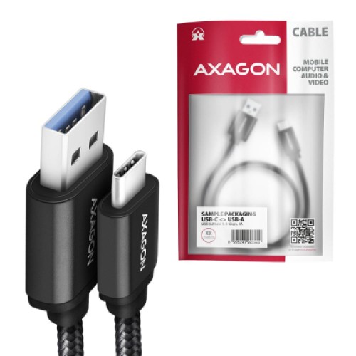 Дата кабель USB 3.2 AM to USB-C 2.0m black AXAGON (BUCM3-AM20AB)
