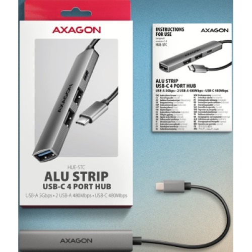 Концентратор AXAGON USB-C to 1xUSB-A 5Gbps + 2xUSB-A 480Mbps + 1xUSB-C 480Mbps 0.12m aluminum (HUE-STC) Концентратор AXAGON USB-C to 1xUSB-A 5Gbps + 2xUSB-A 480Mbps + 1xUSB-C 480Mbps 0.12m aluminum (HUE-STC)