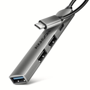 Концентратор AXAGON USB-C to 1xUSB-A 5Gbps + 2xUSB-A 480Mbps + 1xUSB-C 480Mbps 0.12m aluminum (HUE-STC)