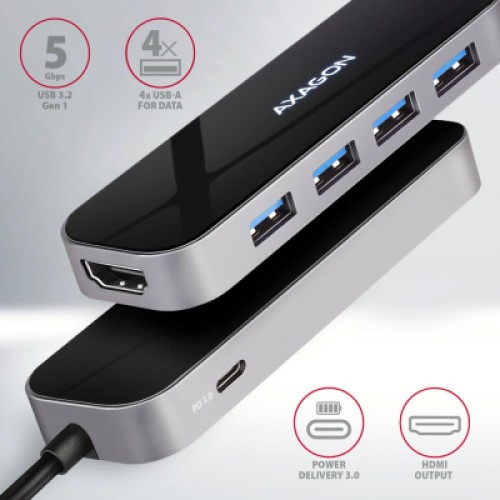 Концентратор AXAGON USB-C 6-in-1 to 4xUSB-A 5Gbps + 1xUSB-C PD100W + HDMI 4K30Hz 0.2m aluminum (HMC-6H4A) Концентратор AXAGON USB-C 6-in-1 to 4xUSB-A 5Gbps + 1xUSB-C PD100W + HDMI 4K30Hz 0.2m aluminum (HMC-6H4A)
