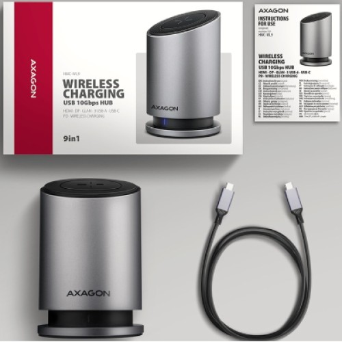 Концентратор AXAGON USB-C 9-in-1 wireless 15W PD100W 0.6m (HMC-WL9) Концентратор AXAGON USB-C 9-in-1 wireless 15W PD100W 0.6m (HMC-WL9)