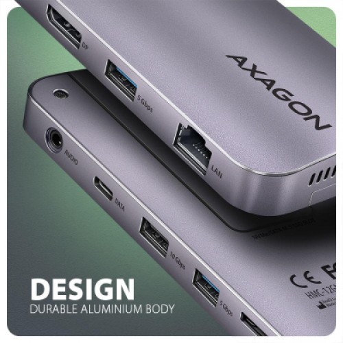 Концентратор AXAGON USB-C 12-in-1 HDMI + DisplayPort + RJ45 1000Mbps + PD100W aluminum gray (HMC-12GM2) Концентратор AXAGON USB-C 12-in-1 HDMI + DisplayPort + RJ45 1000Mbps + PD100W aluminum gray (HMC-12GM2)