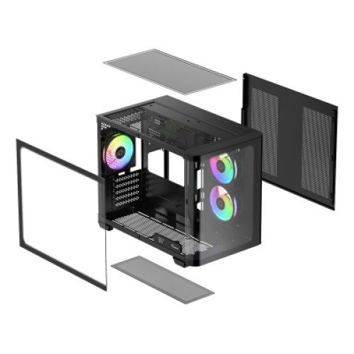 Корпус для ПК OCYPUS IOTA C50 BK CURVE ARGB DIGITAL (OTA-C50-BKD300CD-GL)