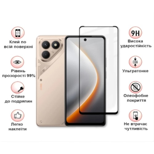 Стекло защитное BeCover Tecno POVA 7 Neo (LJ6) Black (714920)