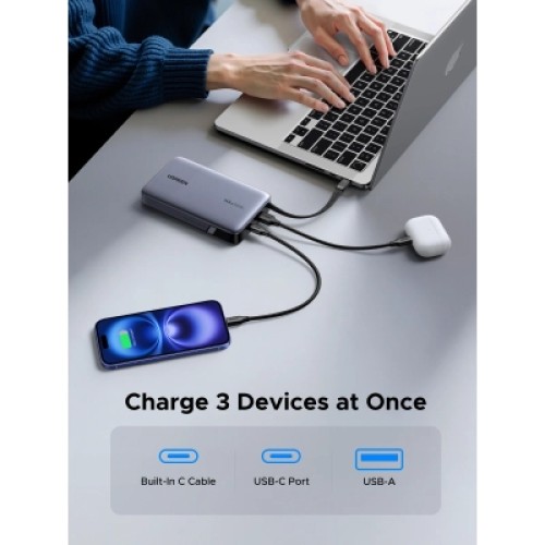 Батарея универсальная Ugreen 20000mAh 145W with Built-in Cable (PB551 55992B)